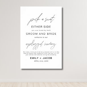 Pick A Seat Either Side Wedding Seating Poster
