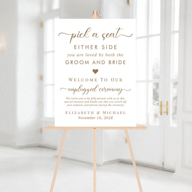 Pick A Seat Either Side Wedding Seating White Acrylic Sign (Creator Uploaded)