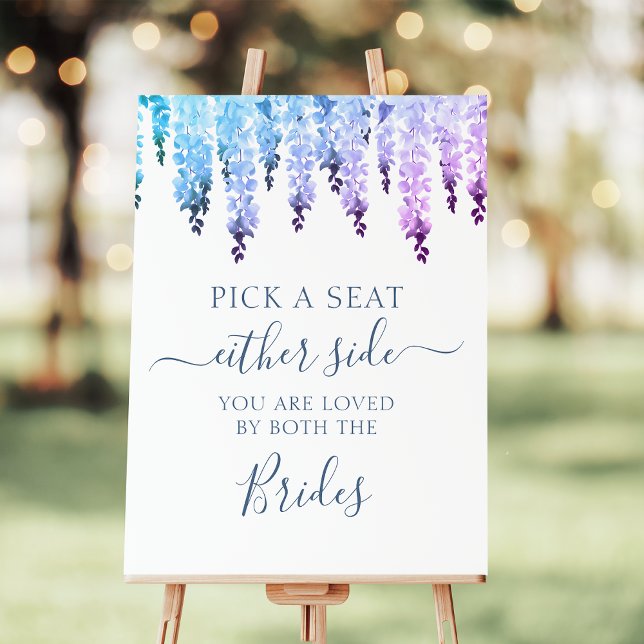 Pick A Seat Not A Side Mrs & Mrs Wedding Foam Board (Creator Uploaded)