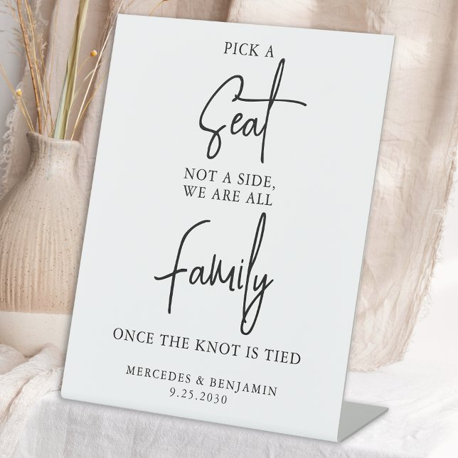 Pick A Seat Not A Side Personalized Wedding Pedestal Sign (Creator Uploaded)