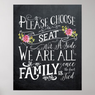Pick a seat not a side sign wedding celebration