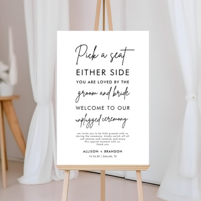 Pick a Seat Not a Side Wedding Ceremony Sign (Creator Uploaded)
