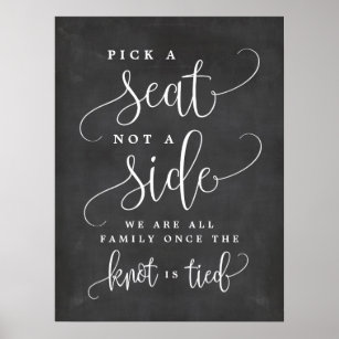  Choose a Seat not a Side Sign Pick a Seat Ceremony Sign Welcome Wedding  Sign Cream Gold Wedding Signs Printable Marsal 18 x 24 : Home & Kitchen