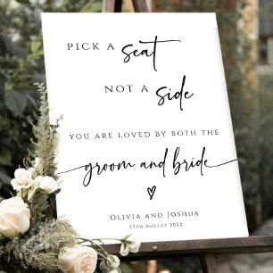 Pick a seat not a side wedding sign template, choo