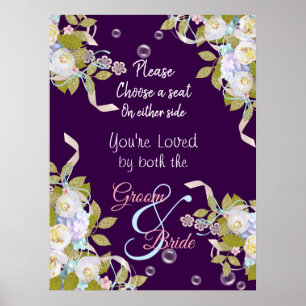 Pick a Seat - Plum Purple and Spring Floral Poster