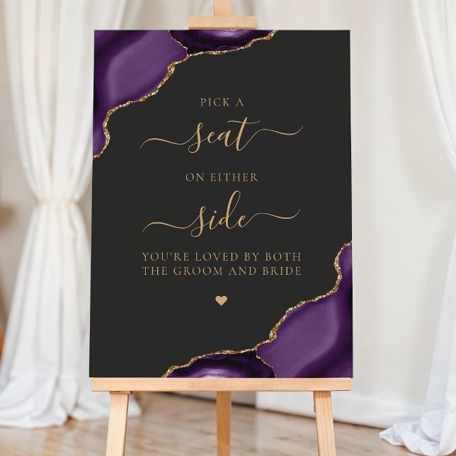 Pick a Seat Purple Agate Gold Dark Wedding Foam Board (Creator Uploaded)