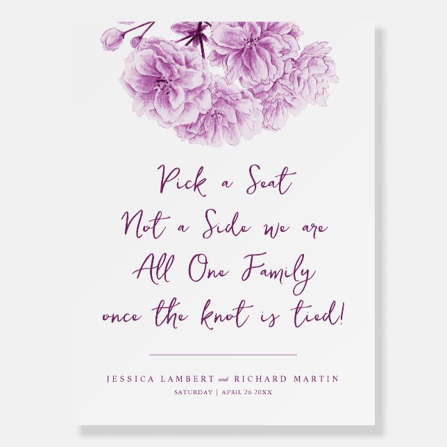 Pick a seat table plan double sided wedding sign (Front)