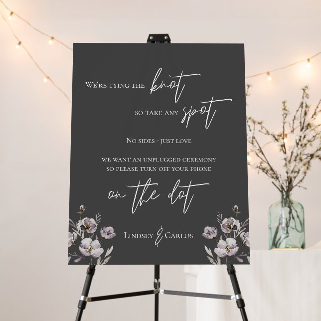 Pick a seat, unplugged dark gray wedding sign (In Situ (Stand))