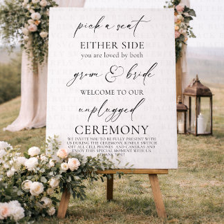 "Pick a Seat, Unplugged Wedding Ceremony Foam Board