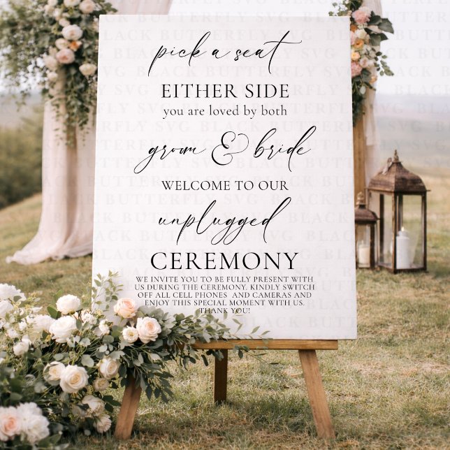 "Pick a Seat, Unplugged Wedding Ceremony Foam Board (pick a seat | unplugged wedding ceremony sign)