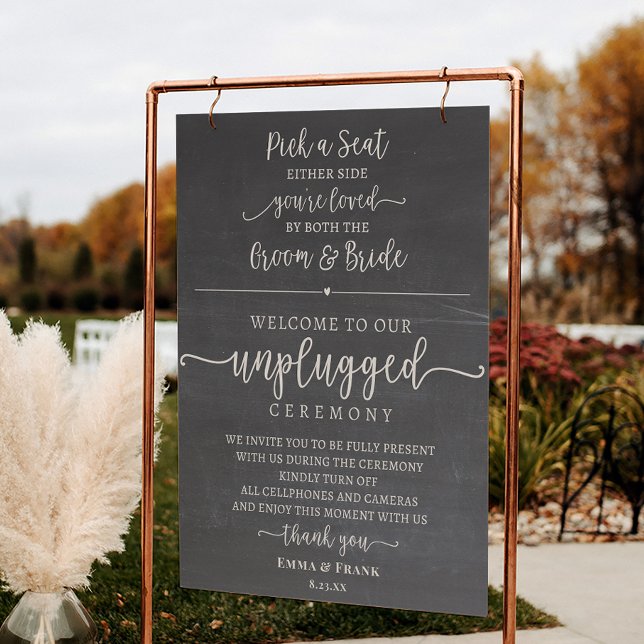 Pick a Seat Unplugged Wedding Ceremony sign (Creator Uploaded)