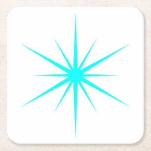 Pick Any Color Mid Century Modern Atomic Starburst Square Paper Coaster