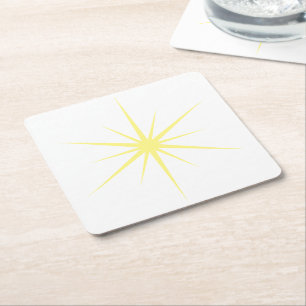 Pick Any Color Mid Century Modern Atomic Starburst Square Paper Coaster