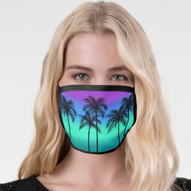 Pick Any Color Tropical Pattern Teal Blue Purple Face Mask (Worn Her)