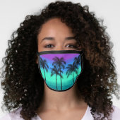 Pick Any Color Tropical Pattern Teal Blue Purple Face Mask (Worn Her)