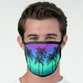 Pick Any Color Tropical Pattern Teal Blue Purple Face Mask (Worn Him)