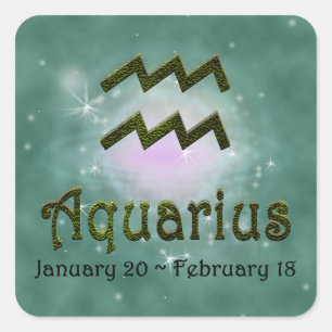 Pick Color Aquarius Zodiac Astrological Sign Square Sticker