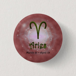 Pick Color Aries Zodiac Astrological Sign Button