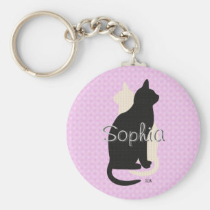 Pick Color Black White Cat Duo Yin Yang Style Keychain