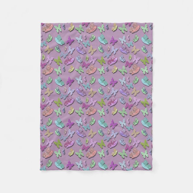 Pick Color Butterflies Surreal & Fluttering Fleece Blanket (Front)