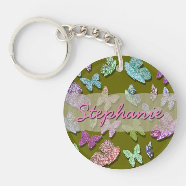 Pick Color Butterflies Surreal & Fluttering Keychain (Front)