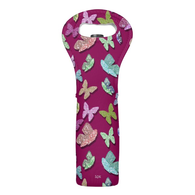 Pick Color Butterflies Surreal & Fluttering Wine Bag (Front)