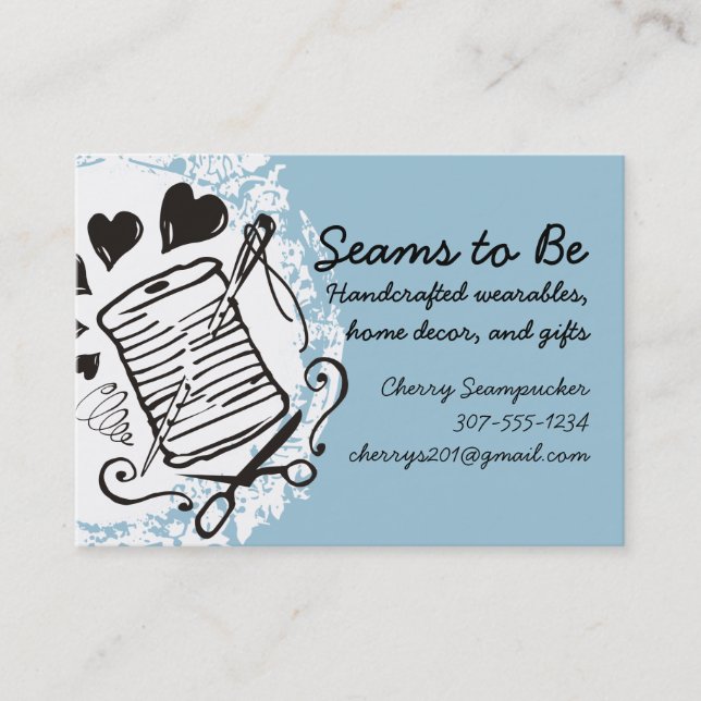 Pick color doodle needle thread sewing seamstress business card (Front)