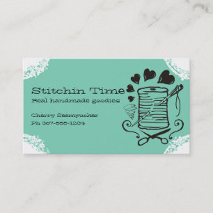 Pick color doodle needle thread sewing seamstress business card