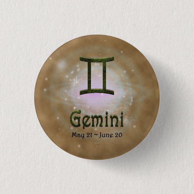 Pick Color Gemini Zodiac Astrological Sign Button (Front)