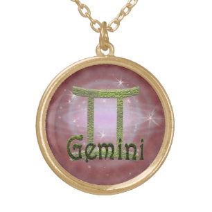 Pick Color Gemini Zodiac Astrological Sign Gold Plated Necklace