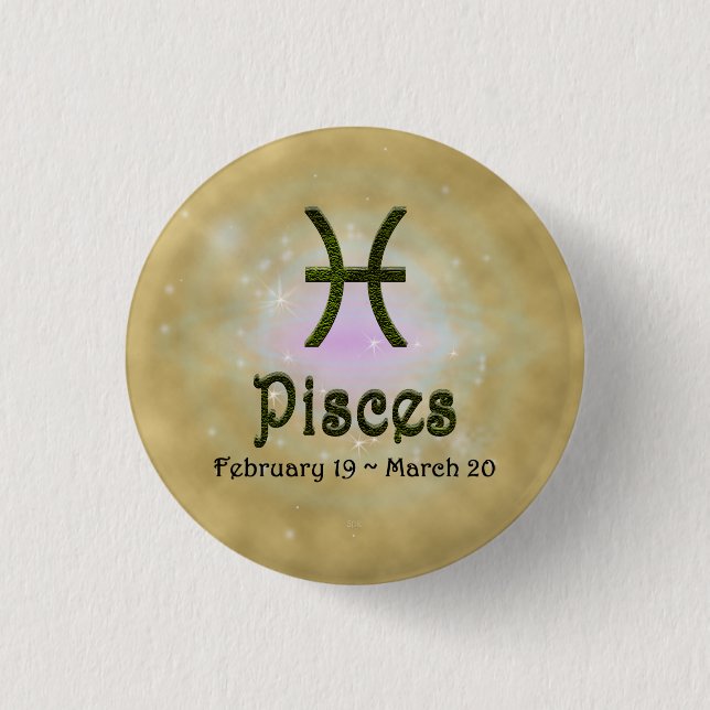 Pick Color Pisces Zodiac Astrological Sign Button (Front)