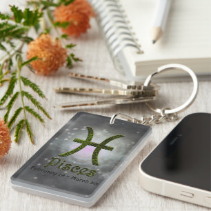 Pick Color Pisces Zodiac Astrological Sign Keychain
