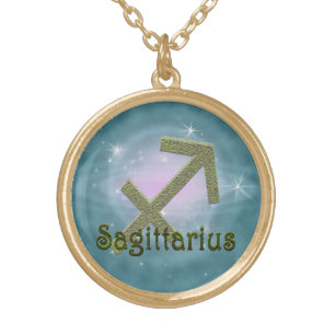Pick Color Sagittarius Zodiac Astrological Sign Gold Plated Necklace