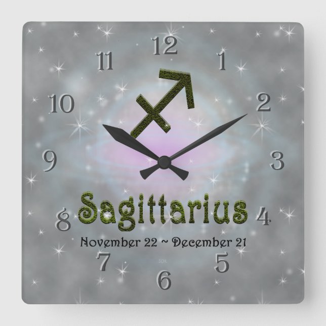 Pick Color Sagittarius Zodiac Astrological Sign Square Wall Clock (Front)