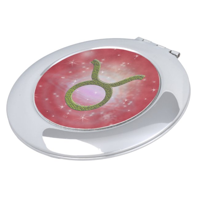 Pick Color Taurus Zodiac Astrological Sign Compact Mirror (Turned)