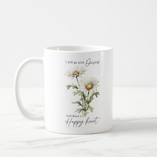Pick Daisies And Have A Happy Heart Coffee Mug (Left)