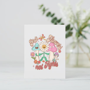 Pick Flowers, Not Fights   Mushroom & Floral Postcard