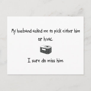 Pick Husband or HVAC Postcard