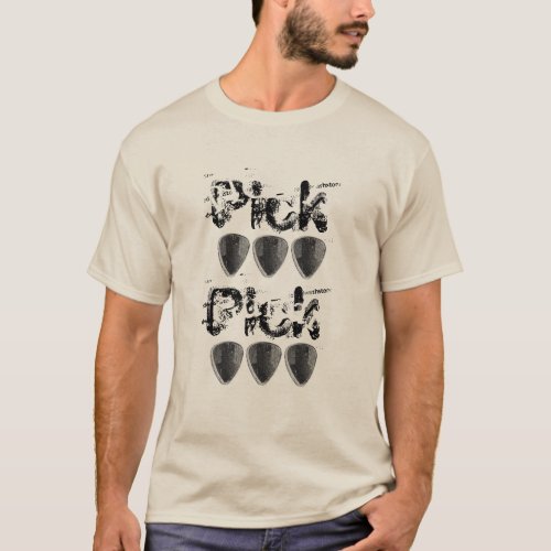 Pick It Black and White Guitar Pick 3 T_Shirt