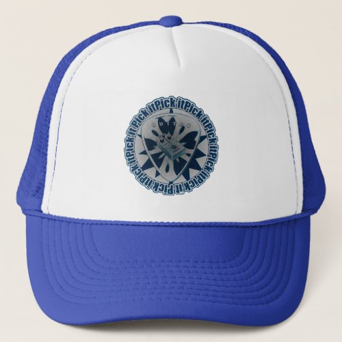 Pick It _ Guitar Pick with Pedal_ Blue and White Trucker Hat