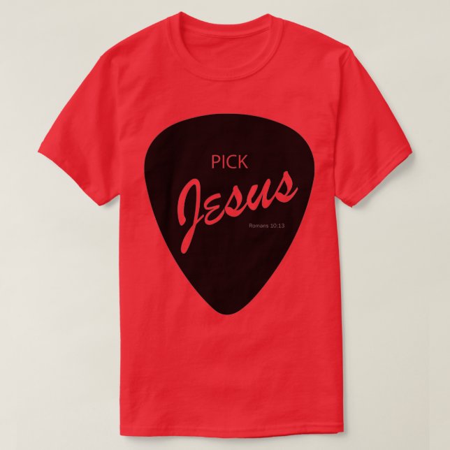 PICK JESUS FENDER STYLE BLACK T-Shirt (Design Front)