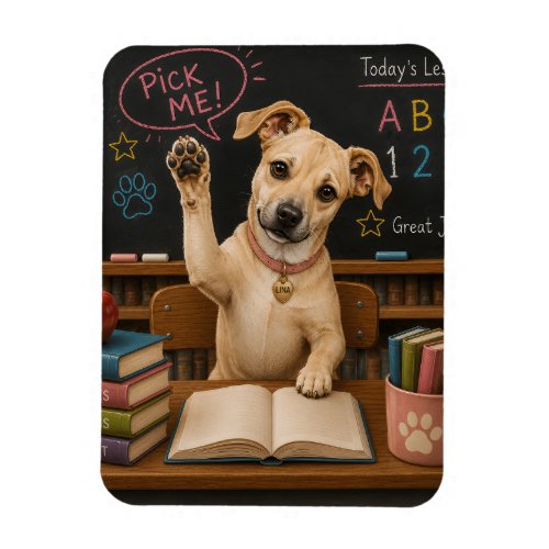 Pick Me! Cute School Dog Raising Paw Magnet