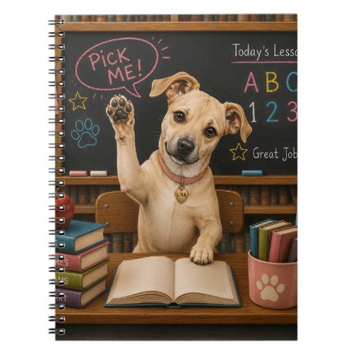 Pick Me! Cute School Dog Raising Paw Notebook