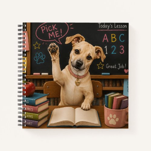 Pick Me! Cute School Dog Raising Paw Notebook