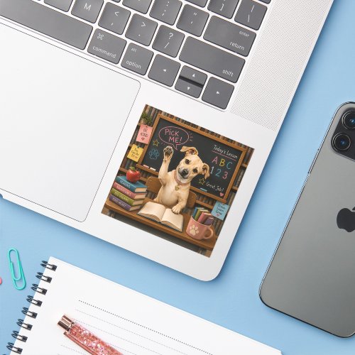 Pick Me! Cute School Dog Raising Paw Sticker
