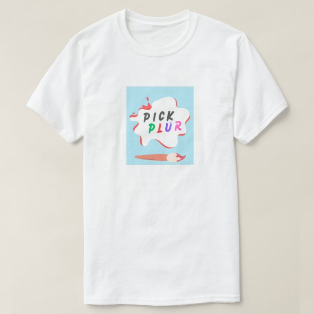 PICK PLUR ideal renegade tee, white cotton, unisex T-Shirt (Design Front)