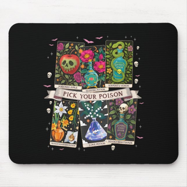 Pick poison's funny drink potion's happy halloween mouse pad (Front)