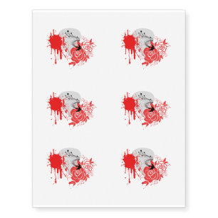 Pick, swallow, blood & rose temporary tattoos