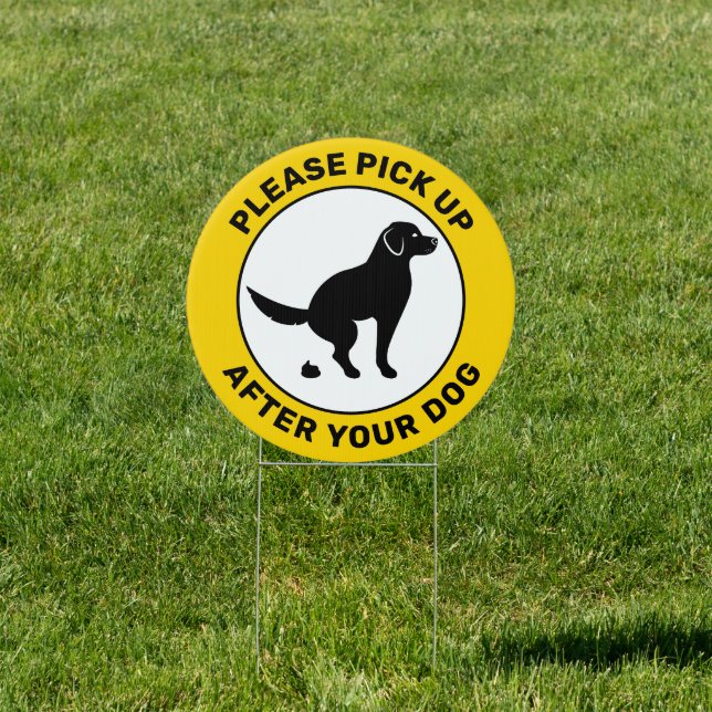 Pick Up After Your Dog & Pooping Dog Silhouette Sign (Insitu)