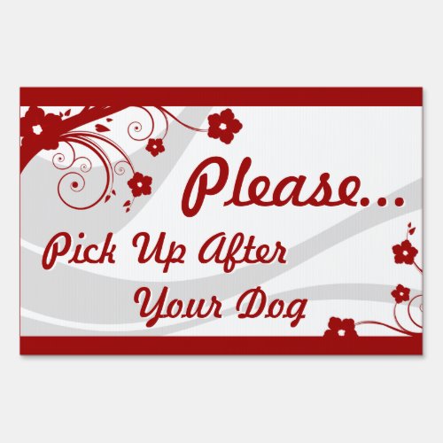 pick up after your dog red  eleganceEssentials Yard Sign